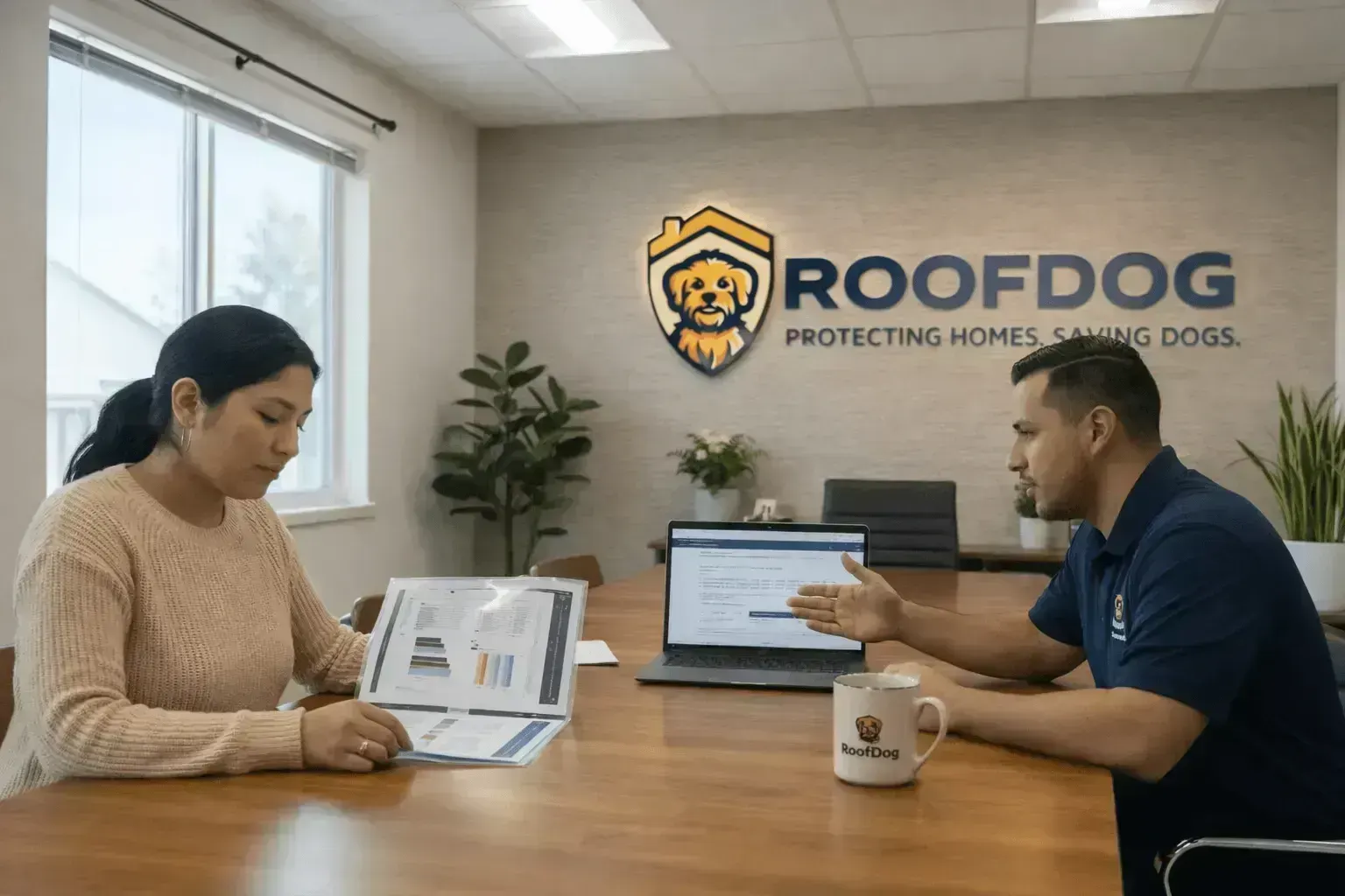 RoofDog Roofing team conference room in North Texas
